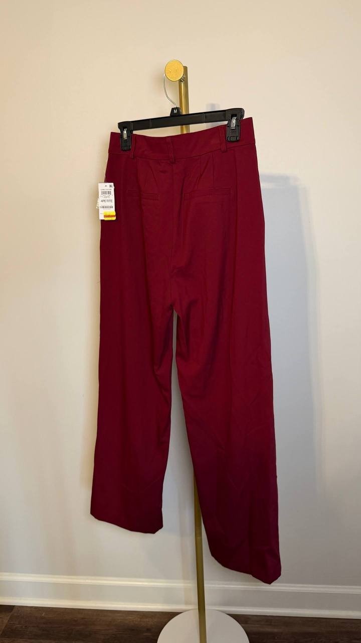Bar III Petite Wide‑Leg Pants Cherry Pie 4P NWT $59.50