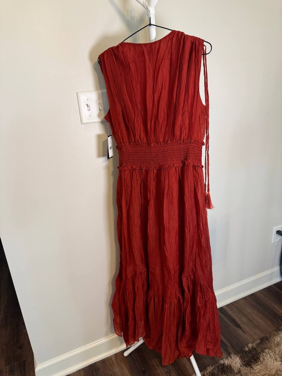 Taylor V‑Neck Handkerchief‑Hem Dress – Size L – NWT