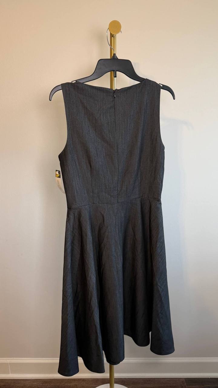 Tahari ASL Pleat Fit & Flare Dress Black 8 NWT $159