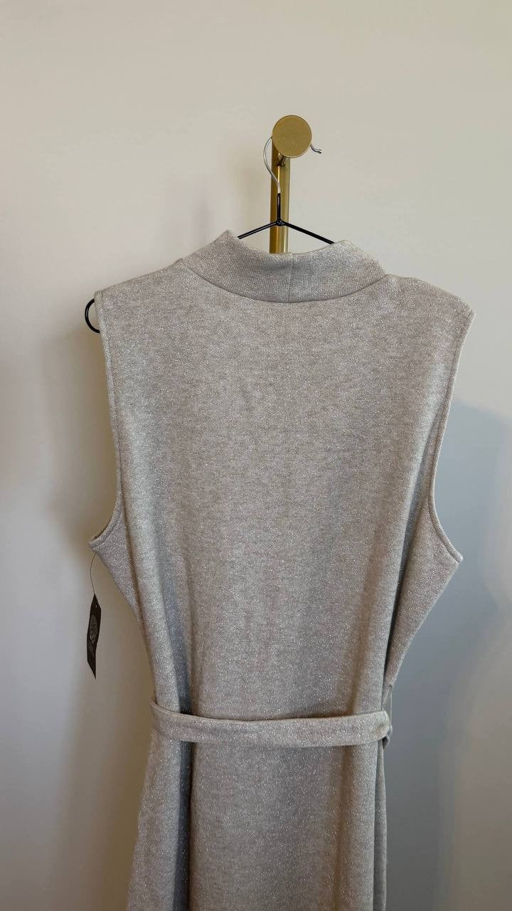Vince Camuto Tie Waist Sweater Midi Dress Beige Sleeveless SizeXL NWT$99(a snag)