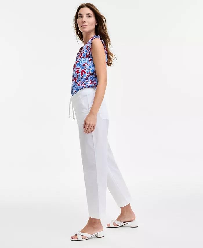 Tommy Hilfiger Cotton Tie‑Front Ankle Pants – Size 10 – NWOT