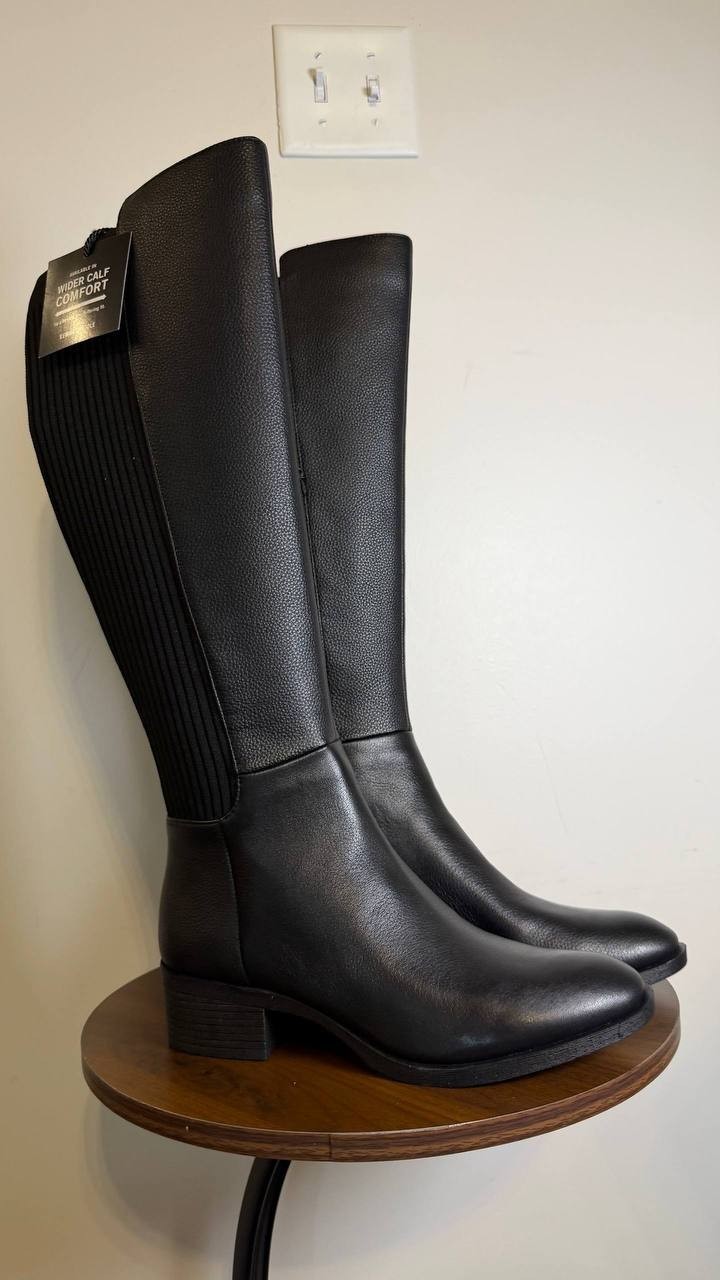 Kenneth Cole Black Leather High Boots 8M NIB MSRP $220
