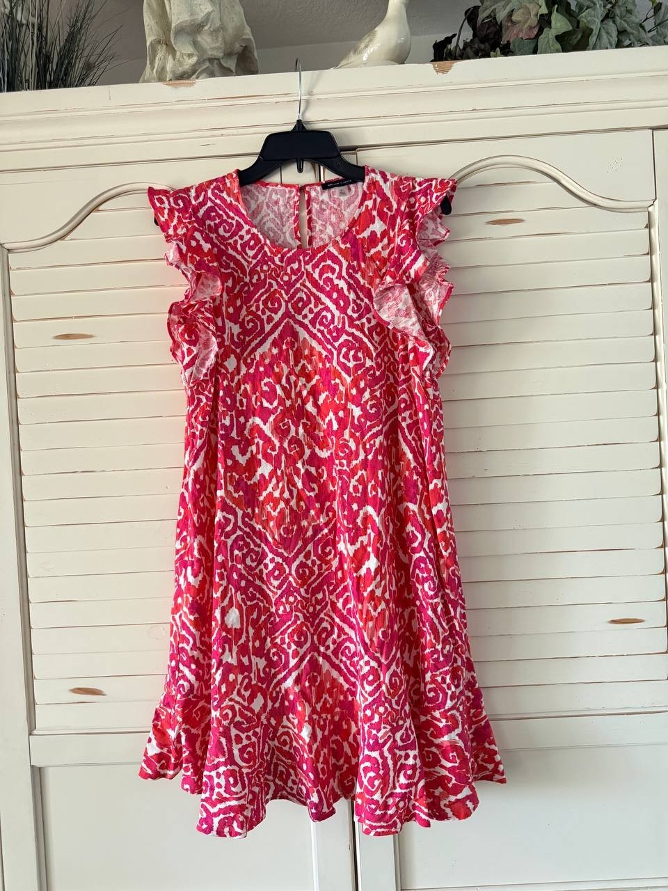 Tommy Hilfiger Printed Ruffle-Trim Sleeveless Shift Dress Red Size 4 NWOT