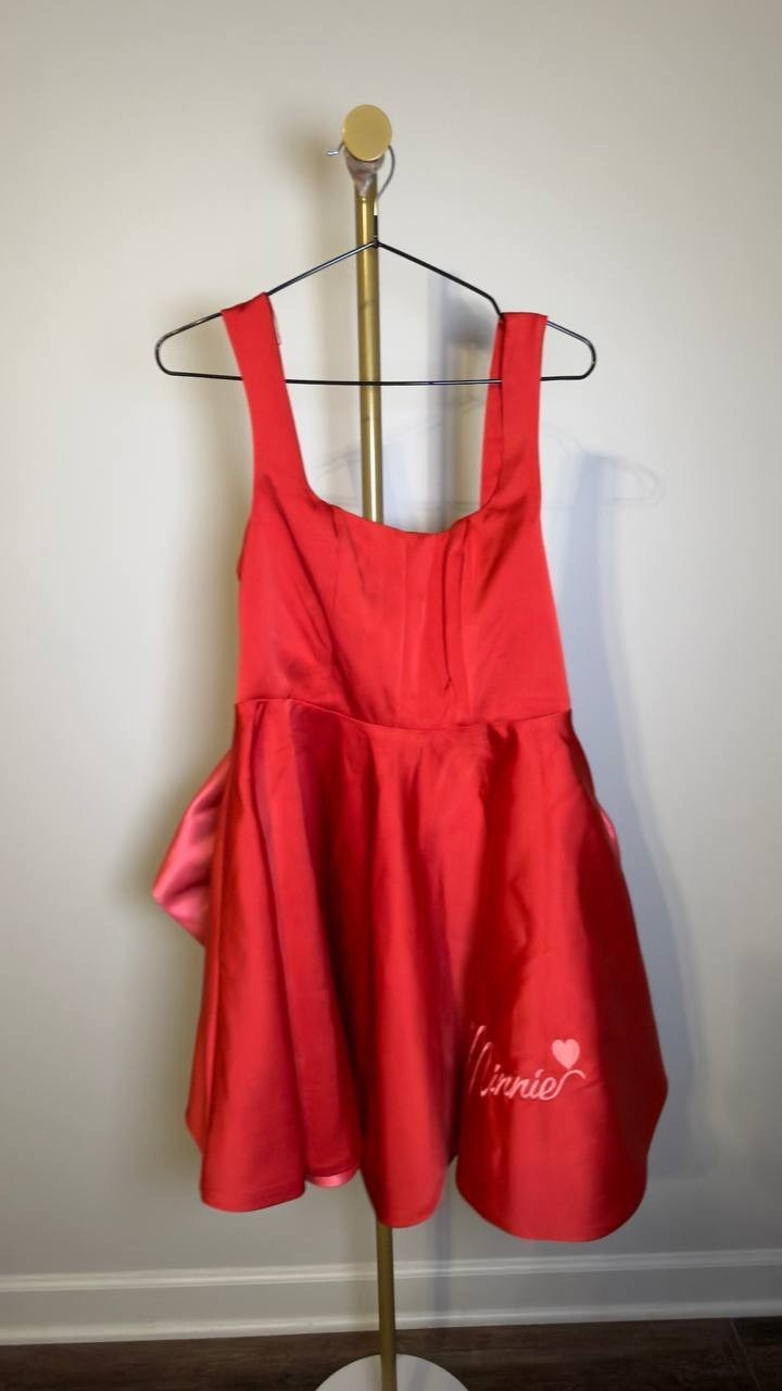 Disney Minnie Mouse Bow‑Back Fit & Flare Party Dress Red M NWT $129