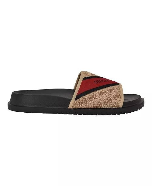 Guess Natural Logo Multi Textile Slides 13M New in Box $65