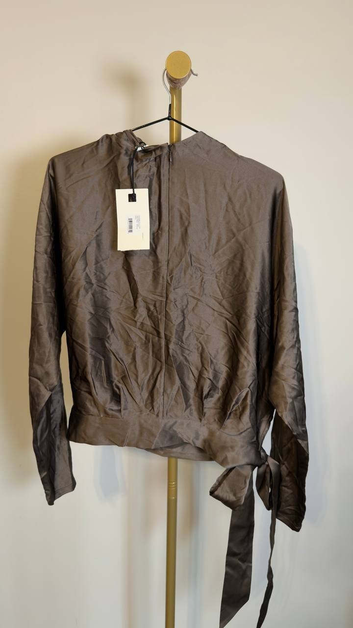 Staud Phoebe Silk Top Dolman Sleeve Side-Tie Truffle Size 2 NWT $475