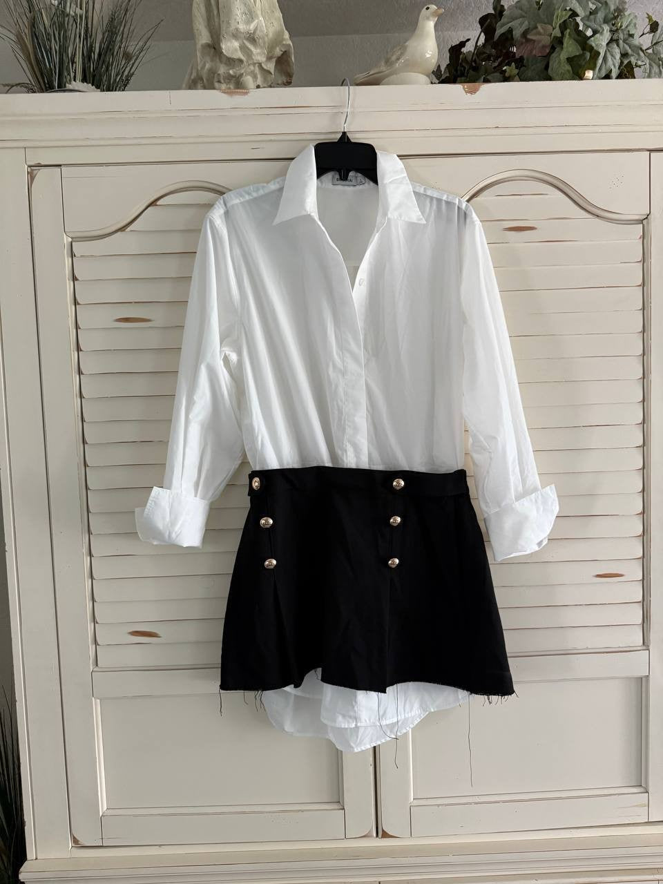 Jonathan Simkhai Warren Shirt Combo Minidress White Multi Size 6, Tailored