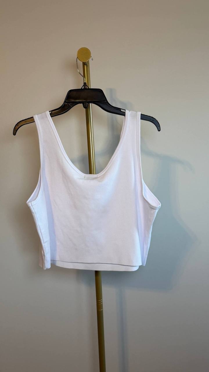 True Religion Raw Hem Crystal Logo Tank Top White XXL NWT $59
