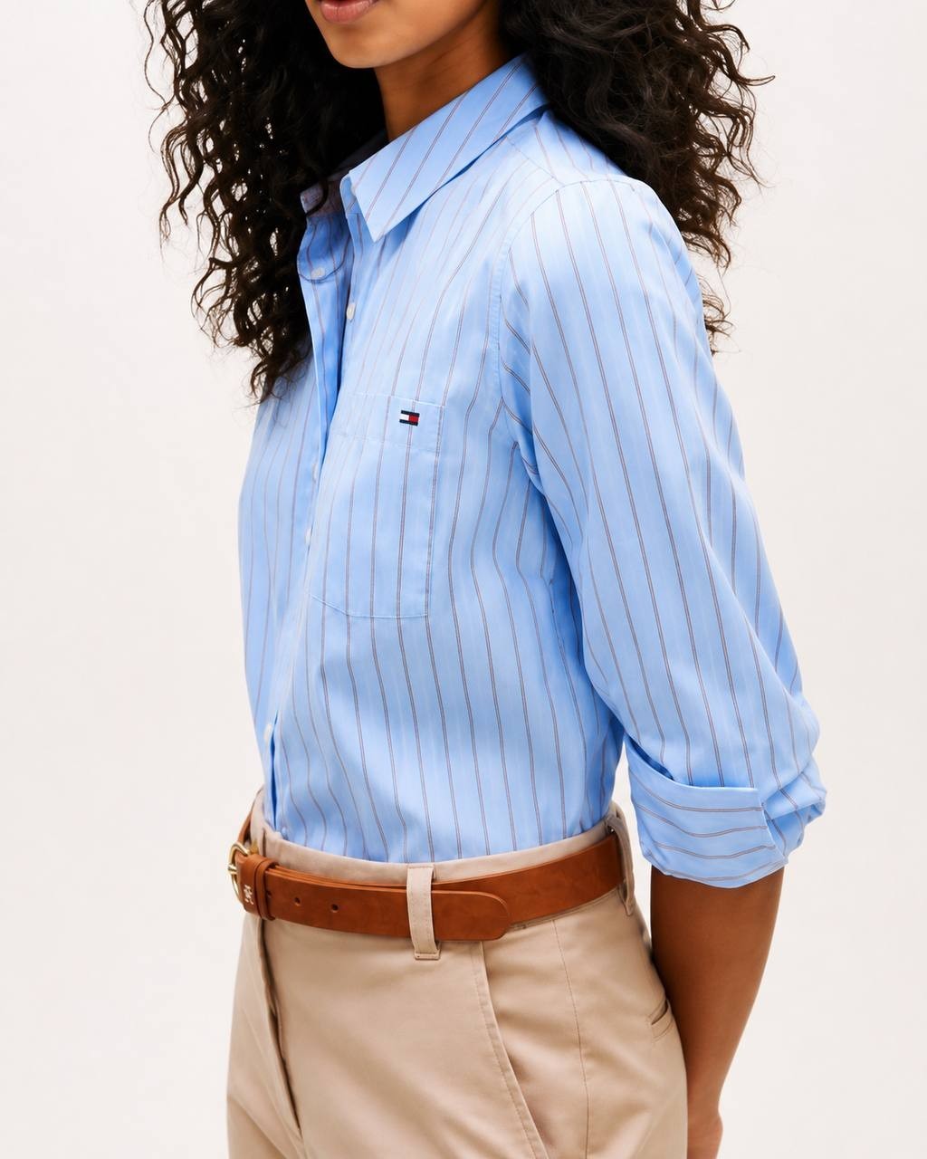 Tommy Hilfiger Classic Blue Striped Button Shirt Long Sleeve L NWT $69.50