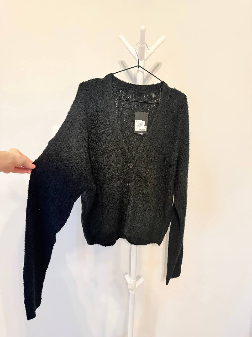 ATM Bouclé Button-Front Cardigan – Black – Size L/G – NWT – $295
