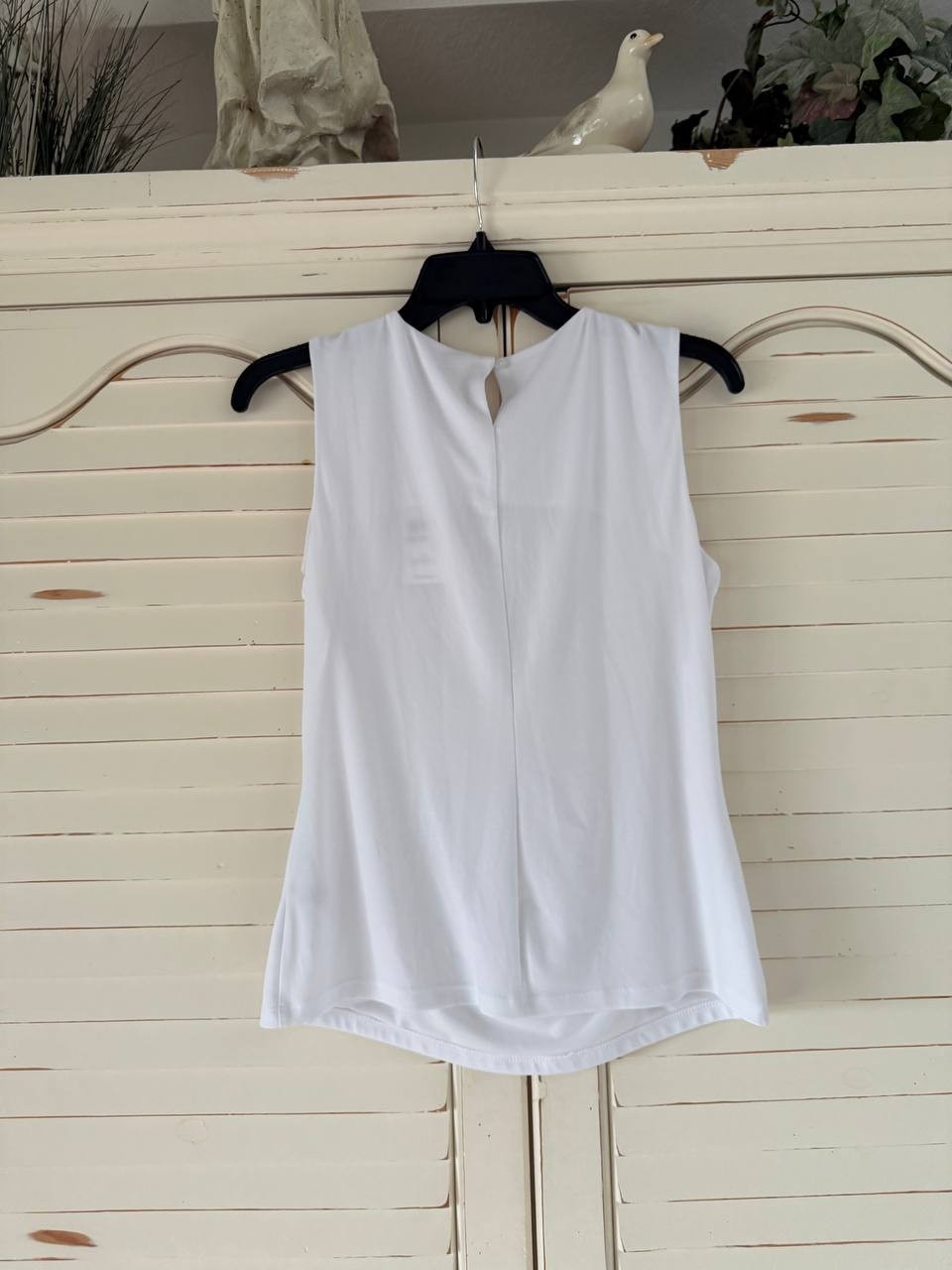 Calvin Klein Knit Tank Top 4 White Pleated Crewneck Career NWT