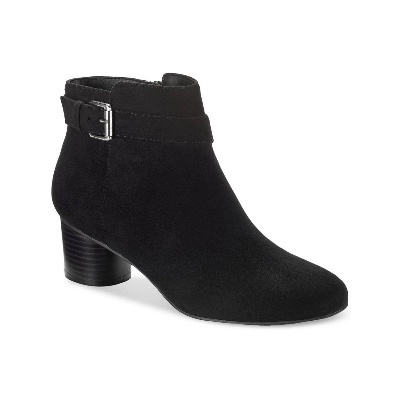 Style & Co Ariel Faux Suede Zipper Booties Black 9.5M Man‑Made $80 NWB