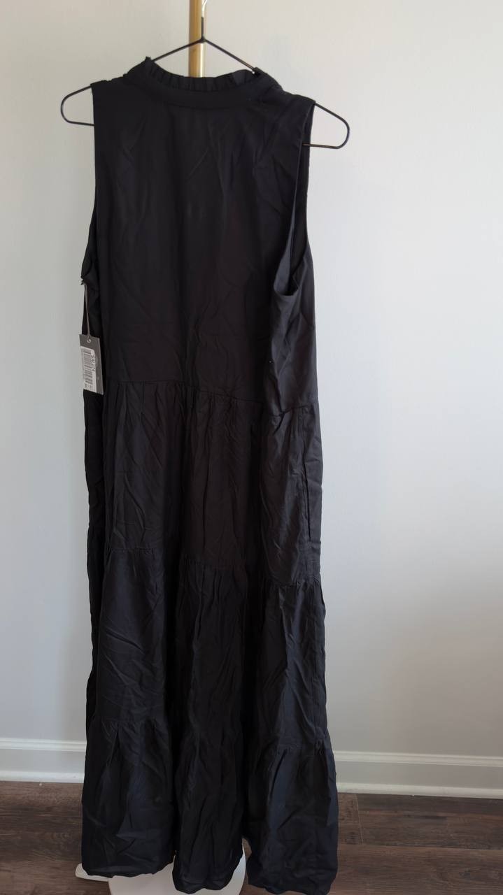 Vince Camuto Split‑Neck Sleeveless Maxi Dress Rich Black M NWT $69