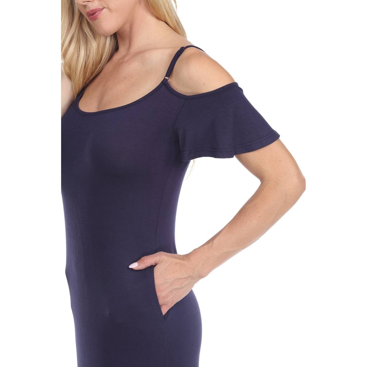 White Mark Women’s Cold Shoulder Maxi Sundress Navy XL NWT $64