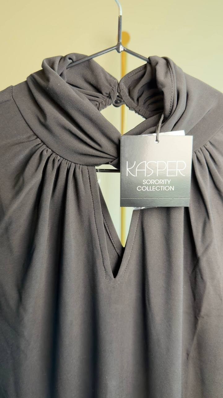 Kasper Twisted Mock Neck Long‑Sleeve Top Black XS NWT $69