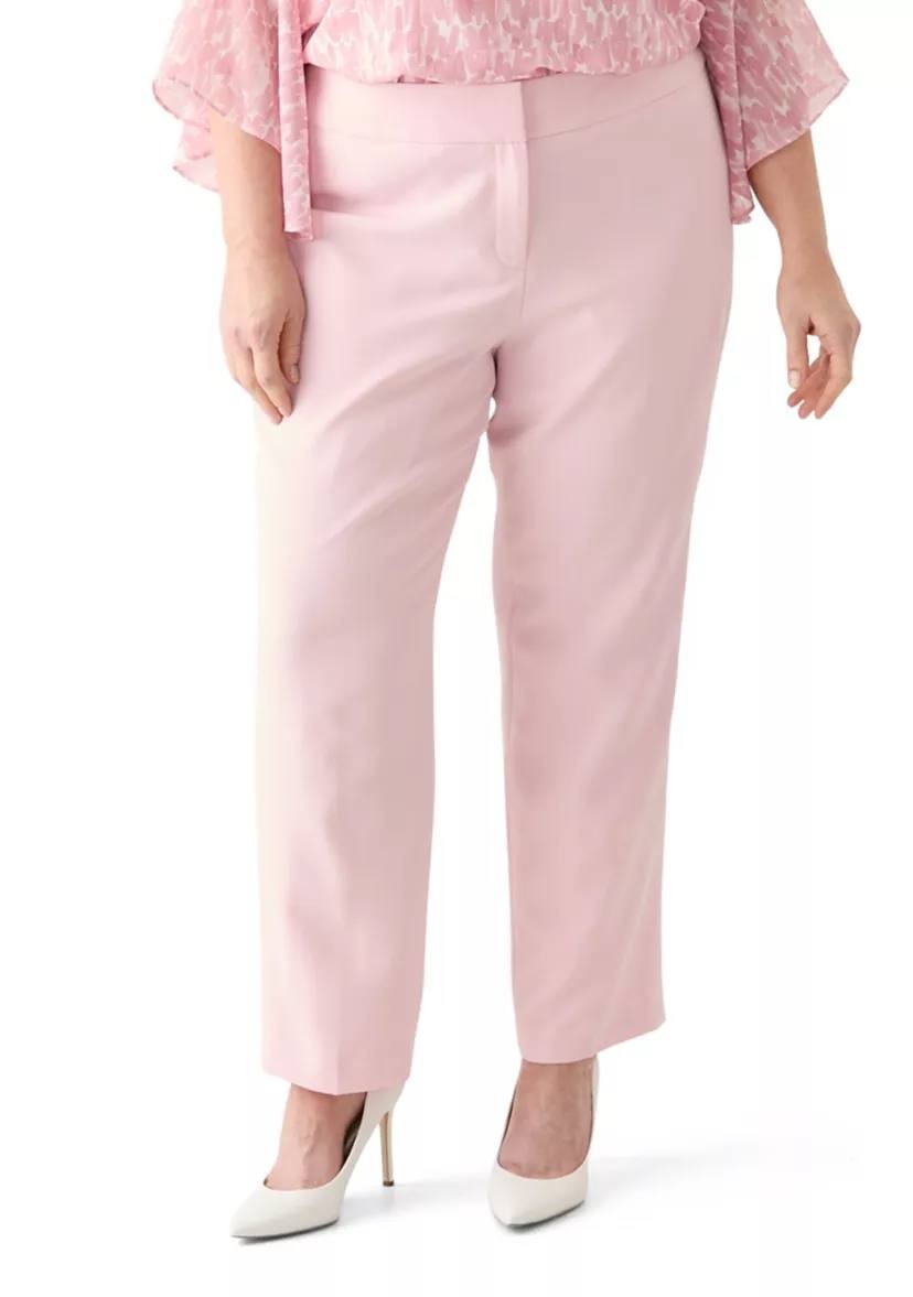 Kasper Plus Size Straight-Leg Pants Tutu Pink Size 18W MSRP $89