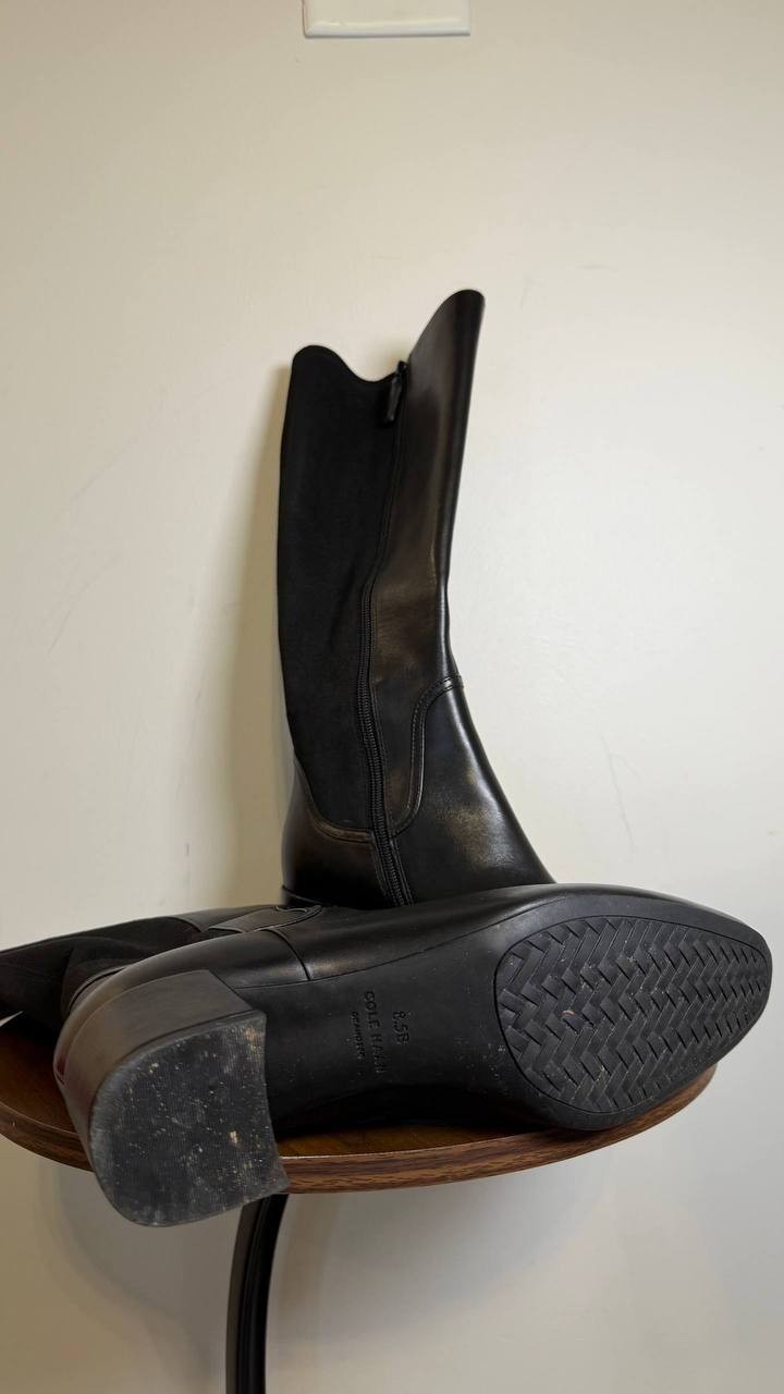 Cole Haan Go‑To‑Serenna Tall Shaft Leather Dress Boots Black 8.5B NWB $308