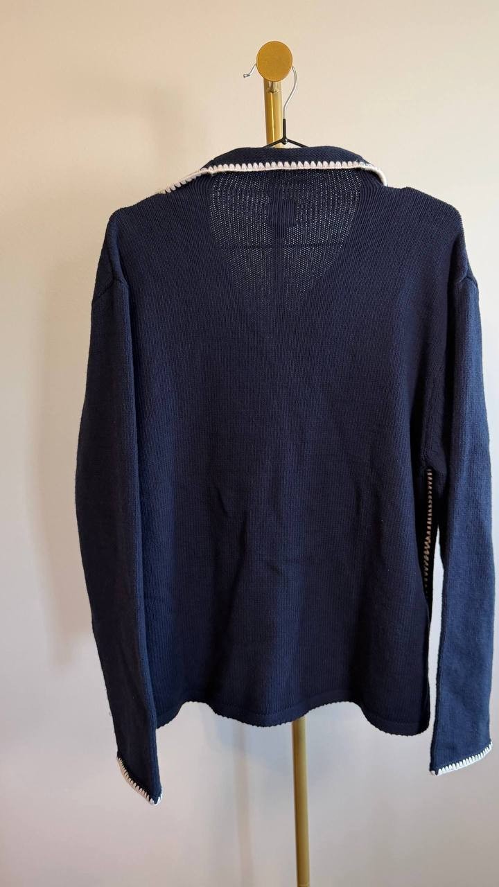 NIC+ZOE Plus Women’s Blanket Stitch Sweater Navy XXL $148 NWT