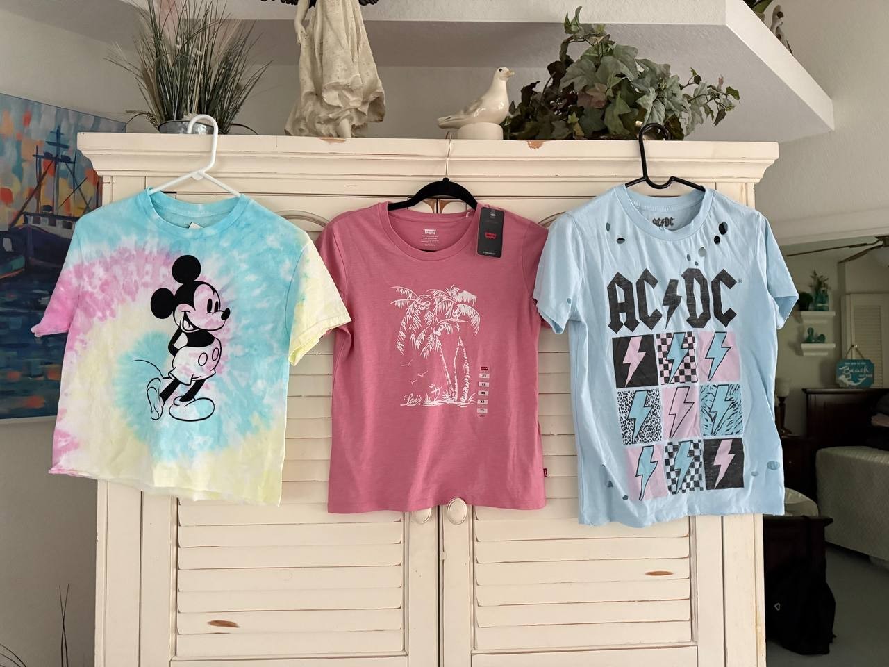 Women's Graphic T-Shirts Lot of 3, XS - Disney Mickey, Levi's, AC/DC Tees