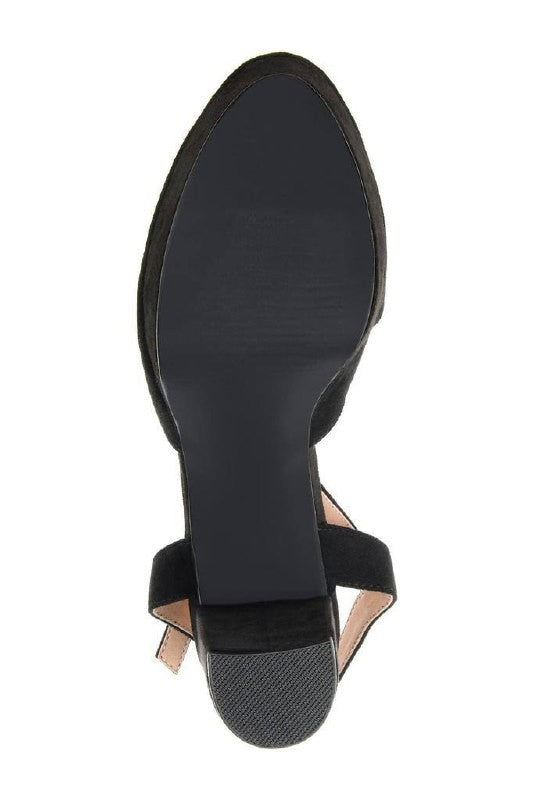 Journee Roslynn Pumps 10 Black Faux Suede Almond Toe Block Heel NIB msrp$94.99