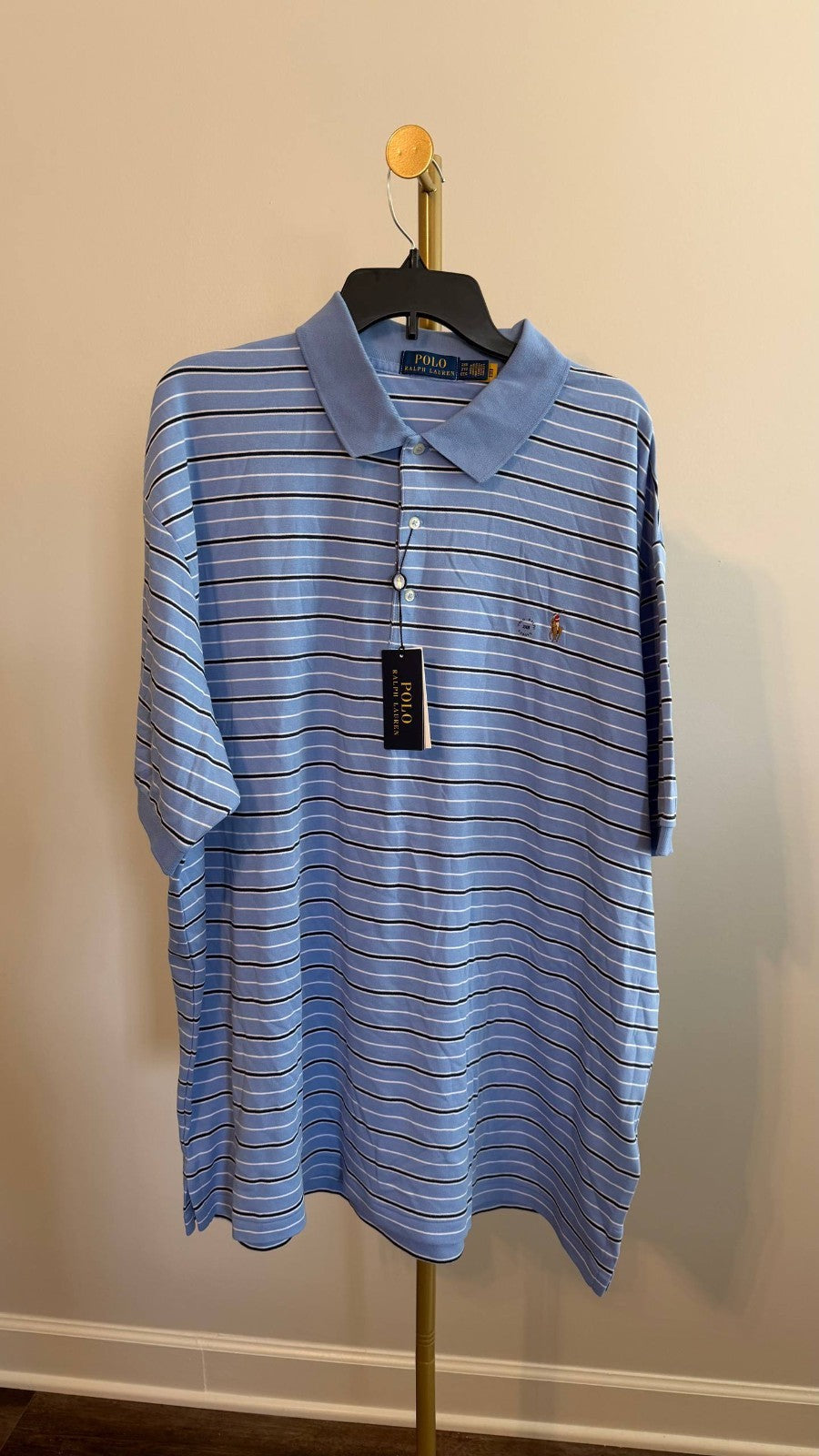 Polo Ralph Lauren Big & Tall Striped Soft Cotton Polo Shirt Blue Striped NWT