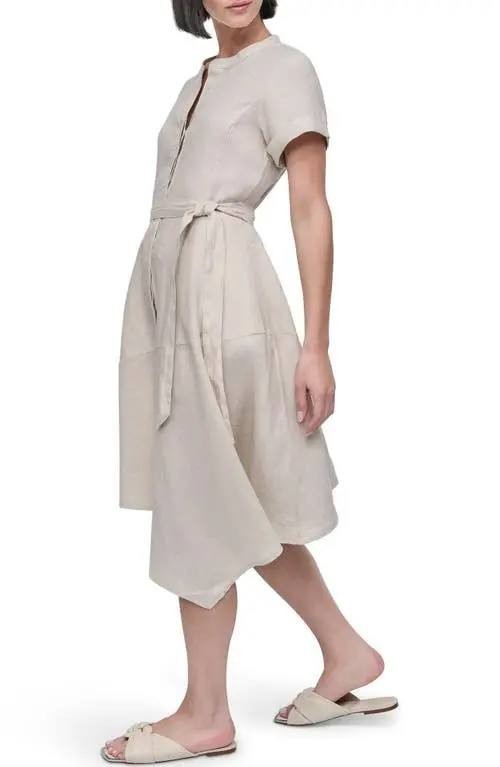 DKNY Asymmetric Linen Shirtdress – Natural – Size 16 – NWT