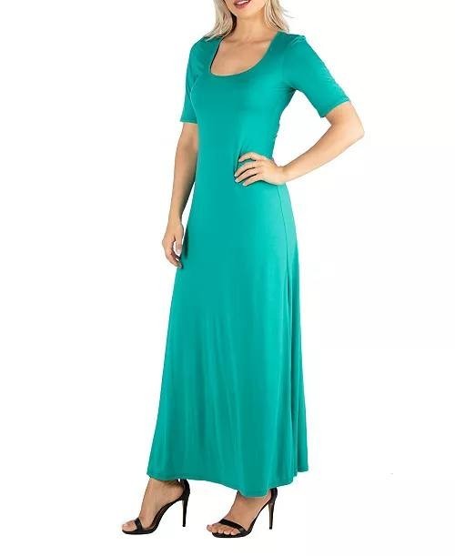 24seven Comfort Apparel Casual Maxi Dress Green XL NWT $57