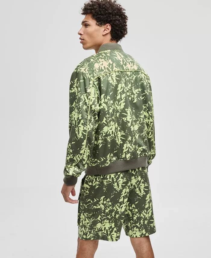 Mode of One Men’s Abstracted Floral Printed Bomber Jacket Regular Fit L $139.50