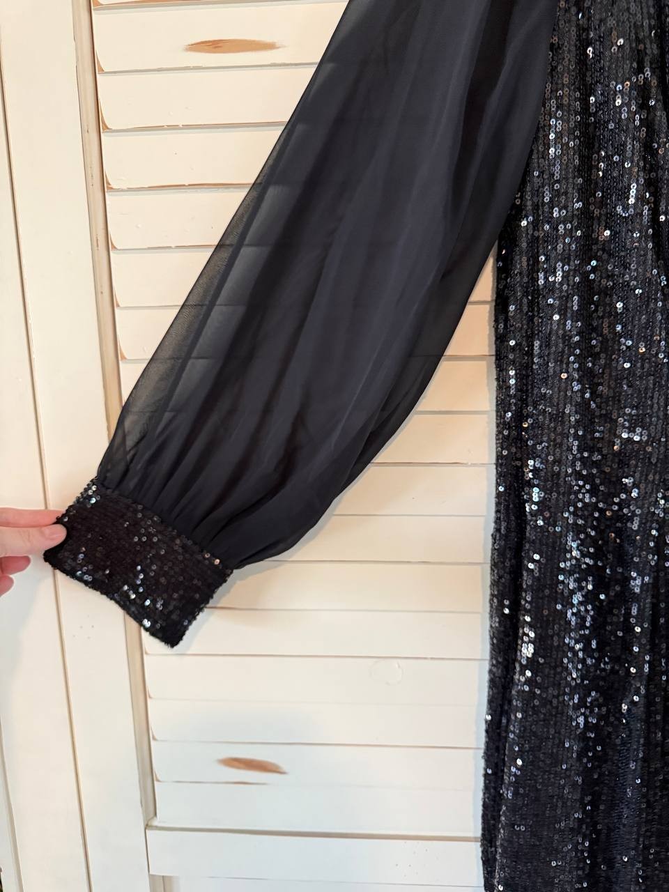 Alex Evenings Sequin Chiffon Cocktail Dress Black Size 14  $199