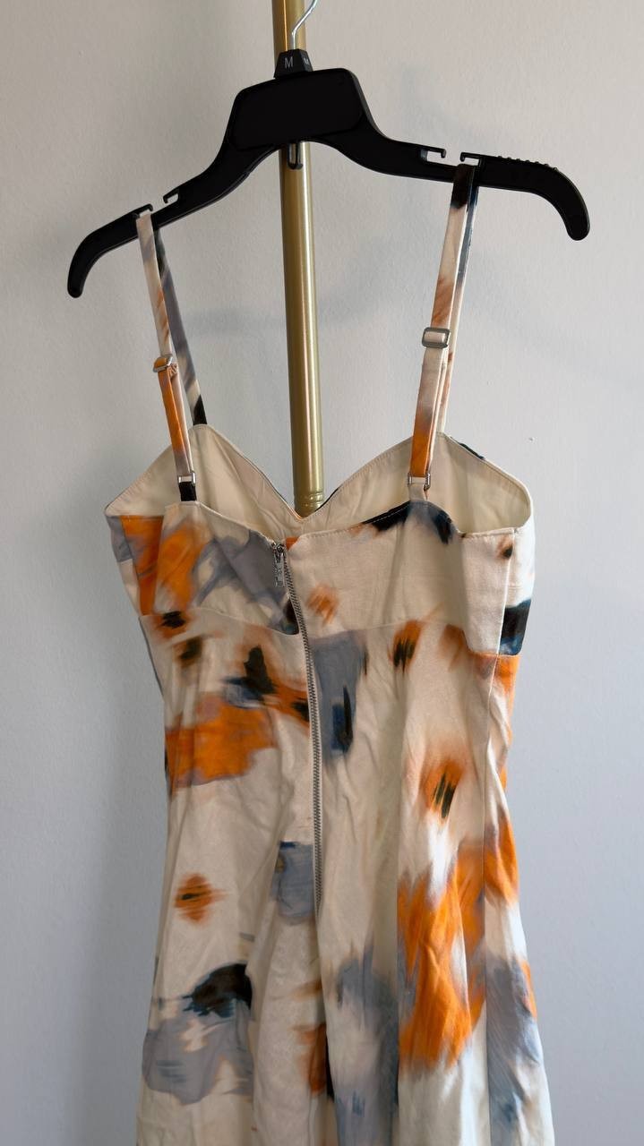 DKNY Sleeveless Printed High‑Low Midi Dress 2 Sunburst Floral NWT $159
