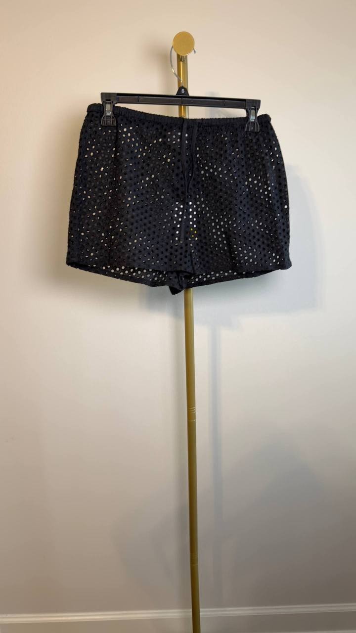 Solid + Striped Eyelet Nancy Shorts Black XS NWT $158