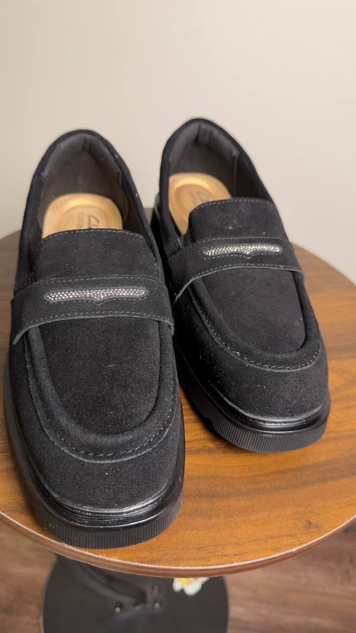Clarks  Loafers  Black  Suede  9W  New  $110