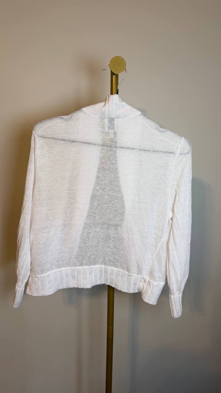 NIC+ZOE Linen Blend Bolero Cardigan White SizeL Excellent preowned $124