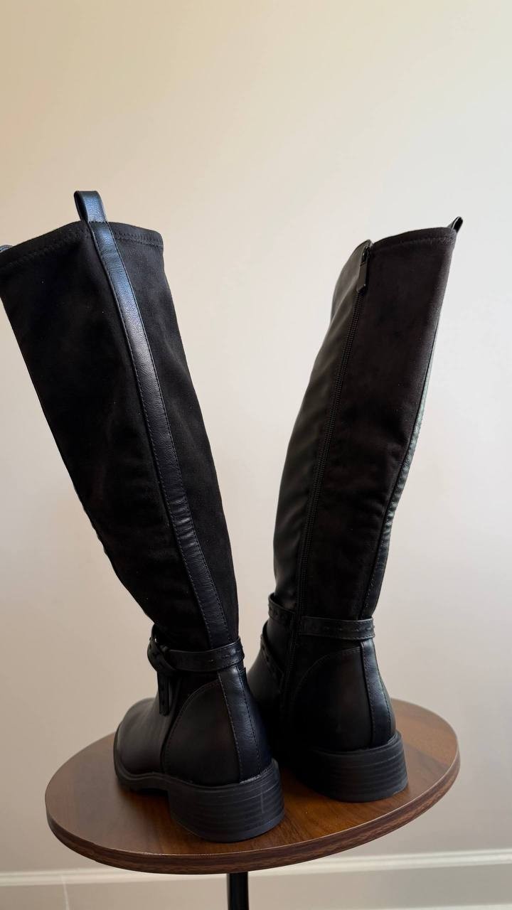 Style & Co Verityy Block Heel Boots Black 6.5M Microfiber Man‑Made $99.90 NWB