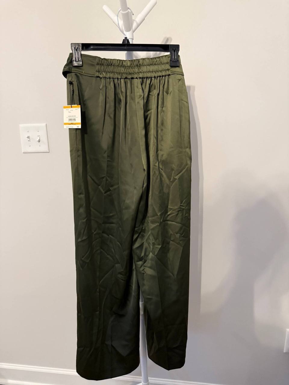 Anne Klein High‑Rise Belted Wide‑Leg Satin Pants – Olive– Size S–NWT–MSRP$99