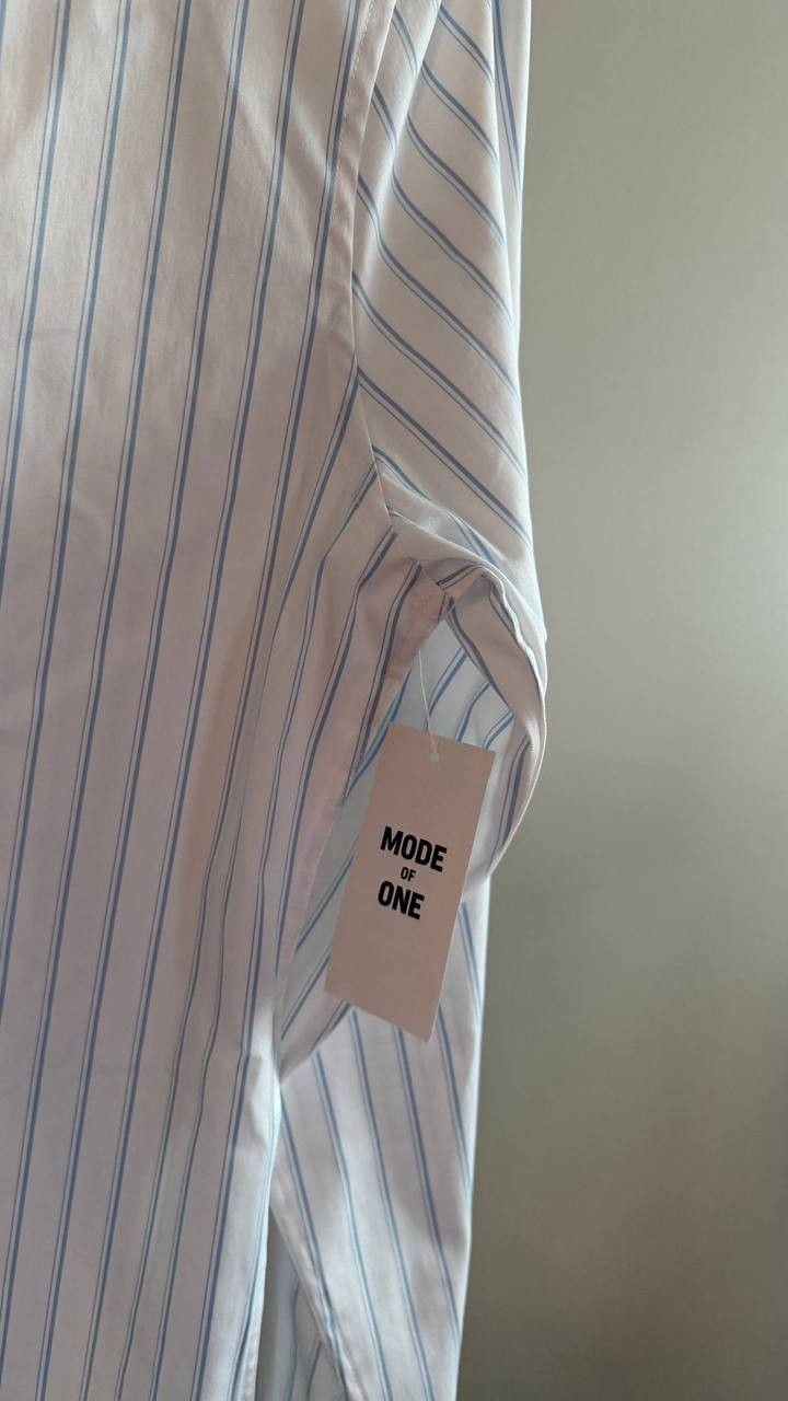 Mode of One Men’s Slim‑Fit Button‑Down Shirt Pale Indigo Stripes S $59.50 NWT