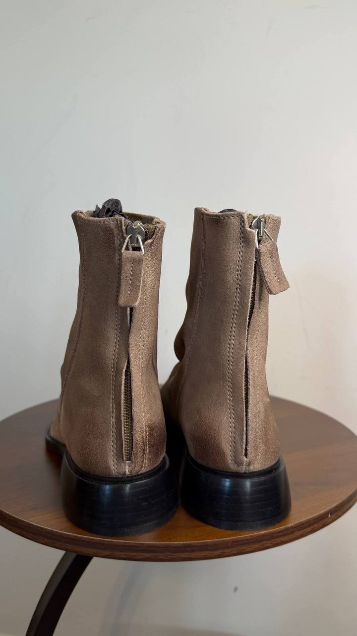 Steve Madden Nexie Bootie Taupe Suede 6.5M Block Heel Back Zip $159.99 NWB
