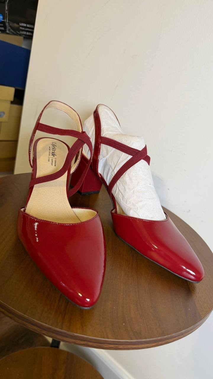 LifeStride Dark Cherry Faux Patent Slingback Pumps 11M NIB $69.99