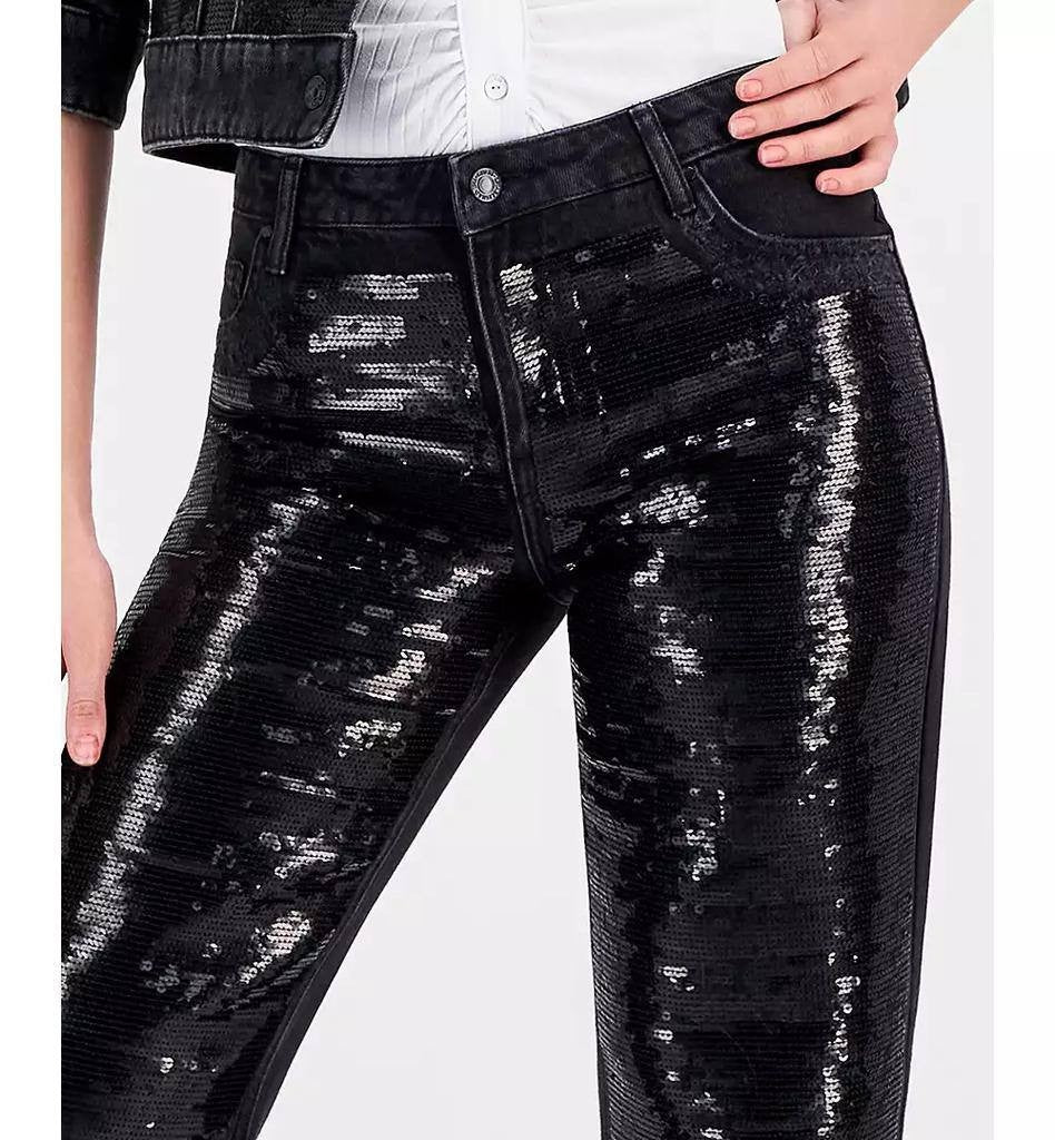 Guess Jill Sequin‑Front Boyfriend Jeans Black 24 NWT $248