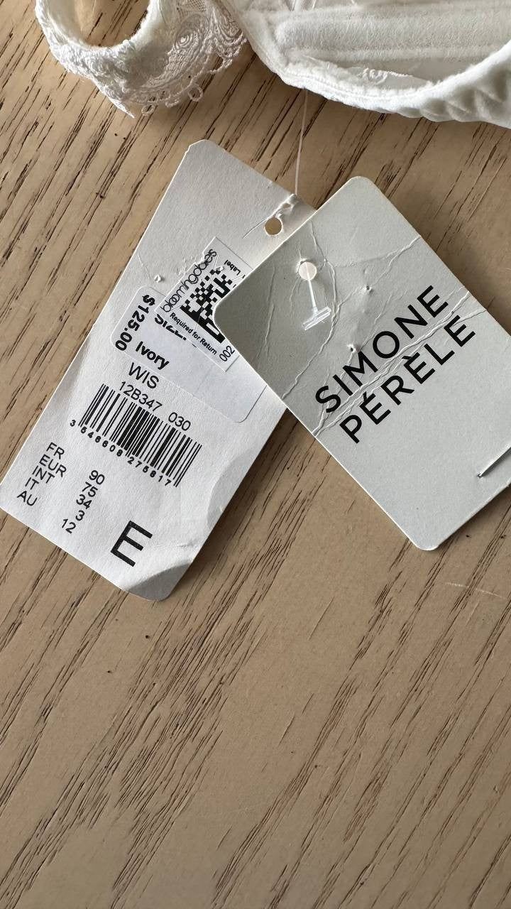 Simone Perele Wish Triangle Contour Push-up Lace Bra EU 75E / US 34DD – White