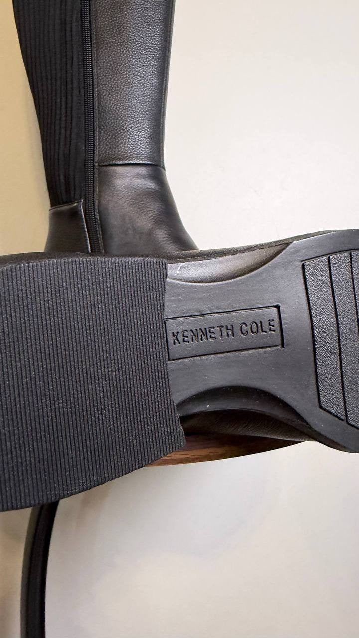 Kenneth Cole Black Leather High Boots 8M NIB MSRP $220