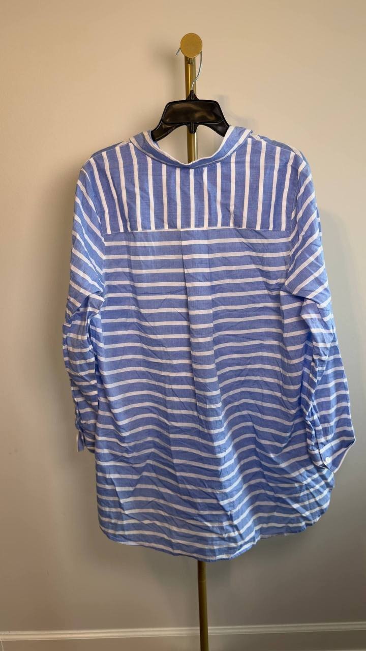 Tommy Bahama Coastline Stripe Cover‑Up Shirt Paradise Blue XL NWT $99.50