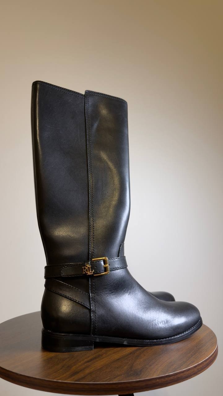 Lauren Ralph Lauren Tall Boots Black 6 B New $275.00