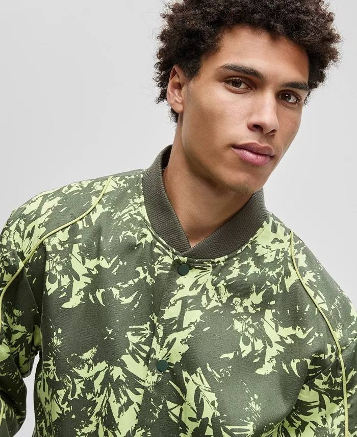 Mode of One Men’s Abstracted Floral Printed Bomber Jacket Regular Fit L $139.50