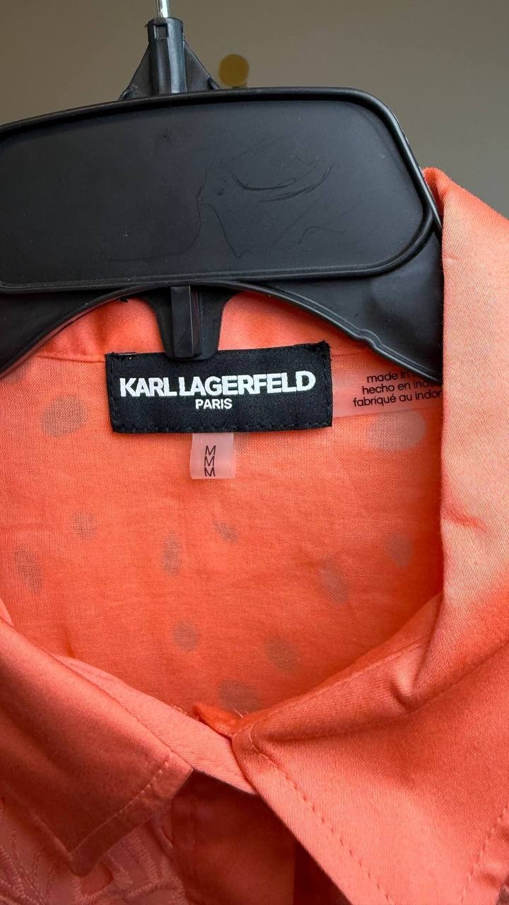 Karl Lagerfeld Paris Eyelet Cotton Shirt Red M NWT $129