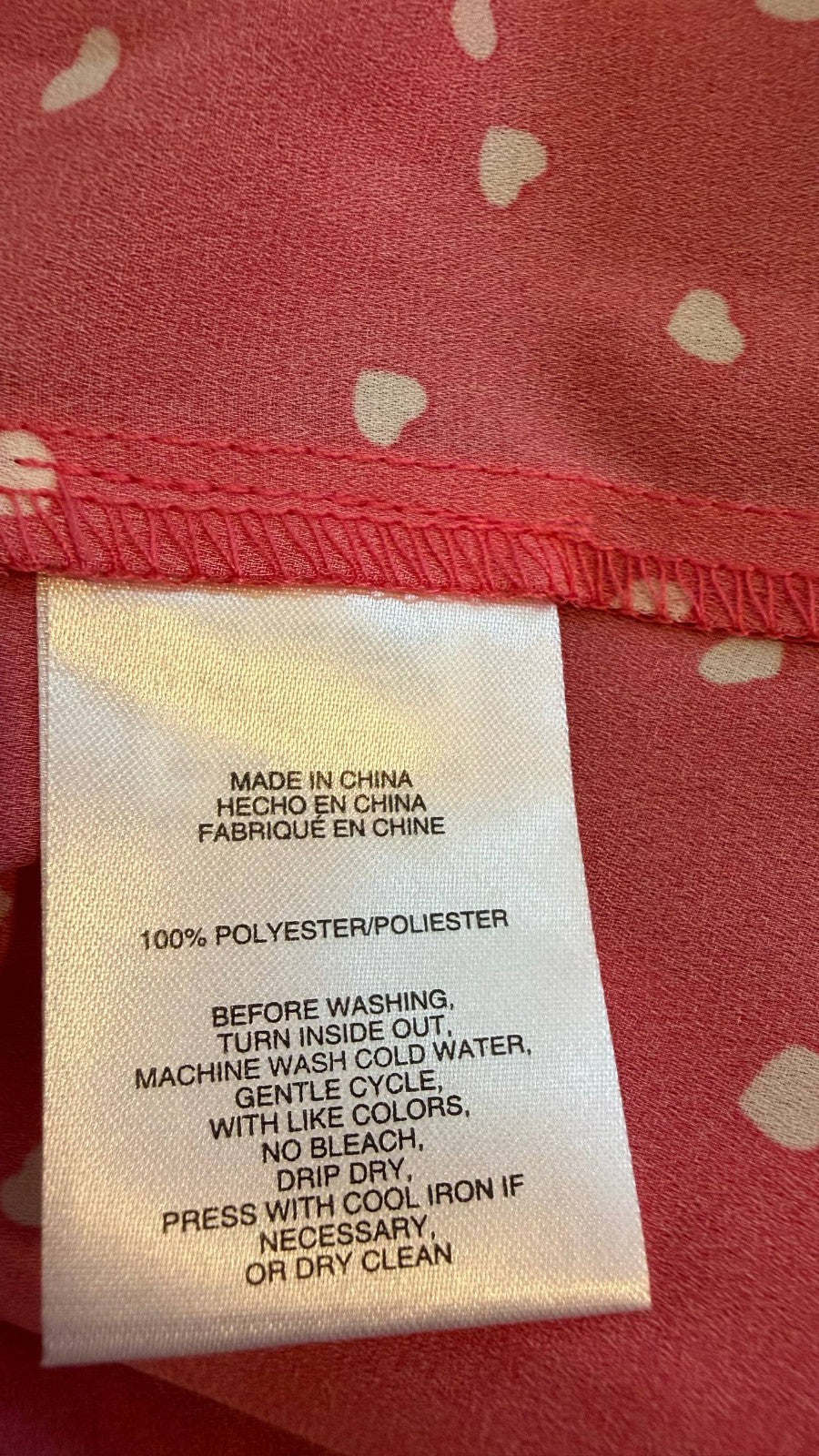 Jones New York Women’s Heart‑Print 3/4‑Sleeve Top Pink White $69 NW