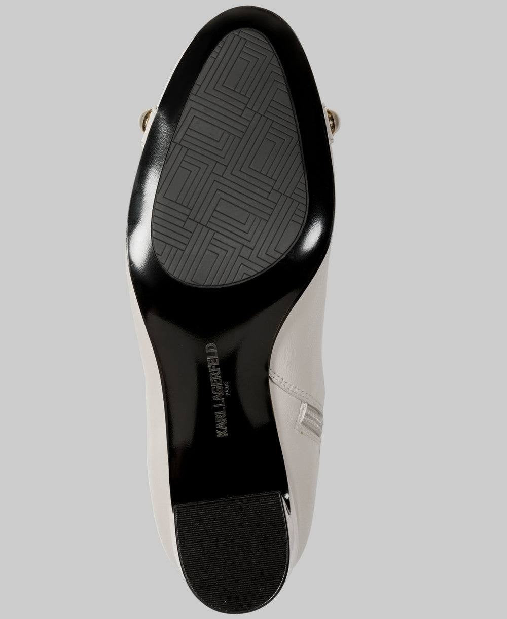 Karl Lagerfeld White Leather Heeled Booties 6M New in Box $199