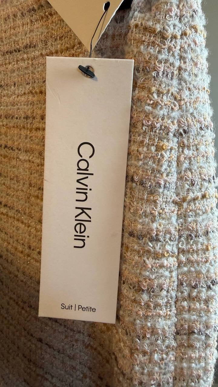 Calvin Klein Women’s Tweed Pencil Skirt Soft Taupe Multi Size 2P NWT $89