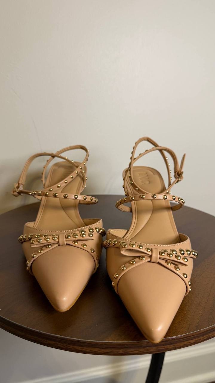 INC Gyda Pumps 8M Sweet Nude Studded Pointed Toe Stiletto Heel NIB msrp$100