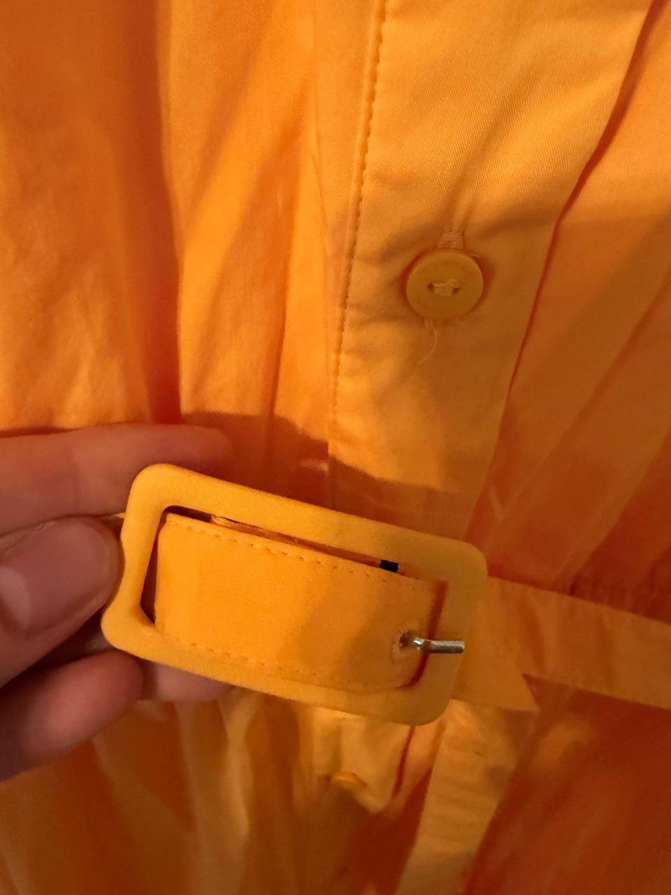 T Tahari Spread‑Collar Button‑Front Midi Dress Mango Slice Size 12 NWT msrp $158
